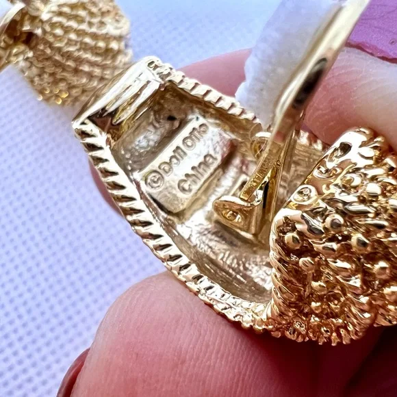 Vintage Louis Dell ‘Olio Gold Plated Pave’ Rhinestone Clip On Earrings EUC - Picture 6 of 11